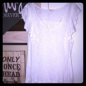 Ella Moss Flutter Sleeve White Top